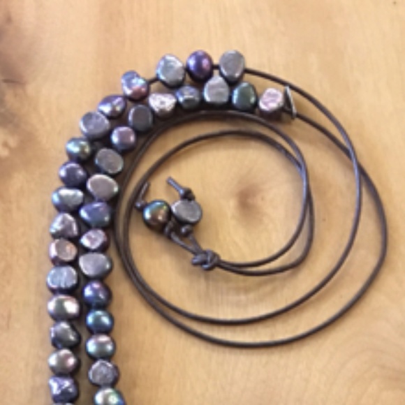 NEW be hippy x CLP Pearl & Leather Tassel Necklace - Picture 4 of 5